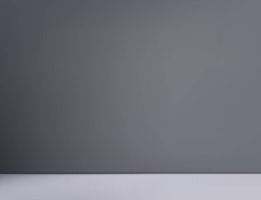 Işık gradyanı olan açık gri bir stüdyo odası. Ürünün gösterimi ya da sunumu için şablon modeli