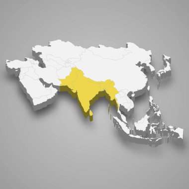British Raj Asya 'nın 3d izometrik haritasında yer almaktadır