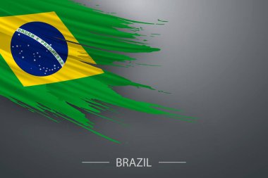 Brezilya 'nın 3D grunge fırça darbesi bayrağı, Şablon poster tasarımı