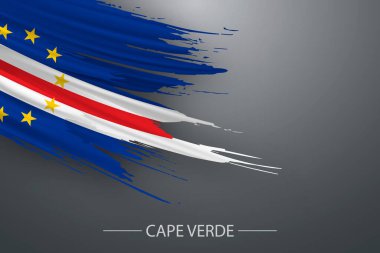 Cape Verde 'nin 3D grunge fırça darbesi bayrağı, Şablon poster tasarımı