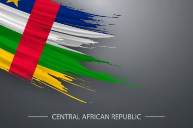 Orta Afrika Cumhuriyeti 'nin 3D grunge fırça darbesi bayrağı, Şablon poster tasarımı