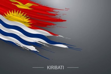 3d grunge brush stroke flag of Kiribati, Template poster design clipart