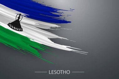 Lesotho 'nun 3D grunge fırça darbesi bayrağı, Şablon poster tasarımı