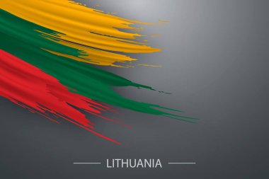Litvanya 'nın 3 boyutlu grunge fırça darbesi bayrağı, Şablon poster tasarımı