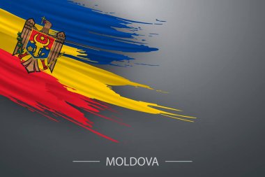 Moldova 'nın 3d grunge fırça darbesi bayrağı, Şablon poster tasarımı