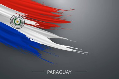 Paraguay 'ın 3D grunge fırça darbesi bayrağı, Şablon poster tasarımı