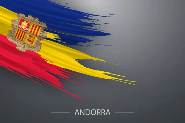 Grunge Brush Stroke Flag Andorra Diseño Póster Plantilla — Vector de stock