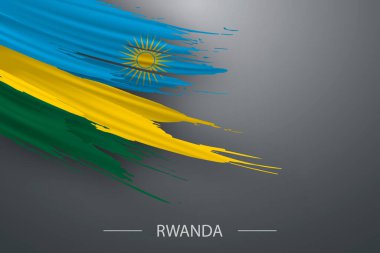 Ruanda 'nın 3D grunge fırça darbesi bayrağı, Şablon poster tasarımı