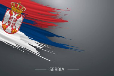 Sırbistan 'ın 3d grunge fırça darbesi bayrağı, şablon poster tasarımı