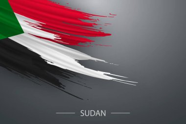 Sudan 'ın 3D grunge fırça darbesi bayrağı, Şablon poster tasarımı