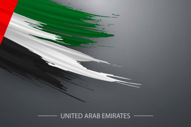 Birleşik Arap Emirlikleri 'nin 3D grunge fırça darbesi bayrağı, Şablon poster tasarımı