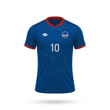 3D gerçekçi futbol forması Cape Verde Milli Takımı, futbol takımı 2024 için gömlek şablonu