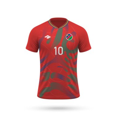 3D gerçekçi futbol forması Namibya Milli Takımı, futbol takımı 2024 için gömlek şablonu