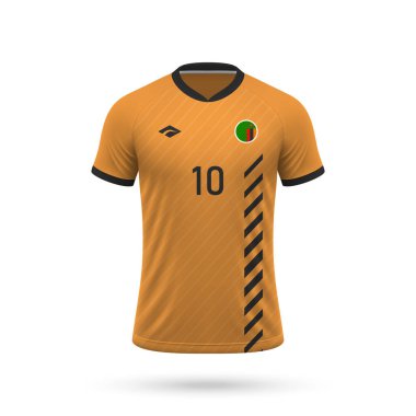 3D gerçekçi futbol forması Zambiya Milli Takımı, futbol takımı 2024 için gömlek şablonu