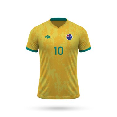 3D gerçekçi futbol forması Avustralya Milli Takımı, futbol takımı 2024 için gömlek şablonu
