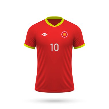 3D gerçekçi futbol forması Kırgızistan Milli Takımı, 2024 futbol takımı için gömlek şablonu