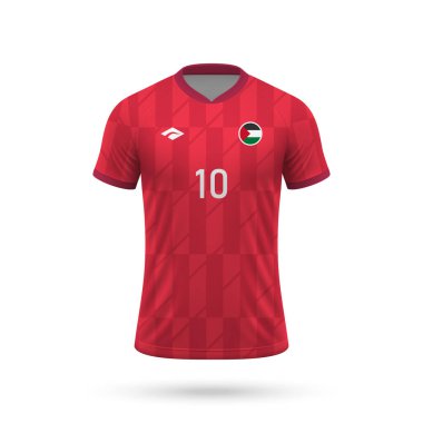 3D gerçekçi futbol forması Filistin Milli Takımı, 2024 futbol takımı için gömlek şablonu