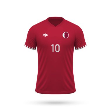 3D gerçekçi futbol forması Katar milli takımı, futbol takımı için gömlek şablonu 2024