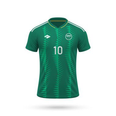 3D gerçekçi futbol forması Suudi Arabistan milli takımı, 2024 futbol takımı için gömlek şablonu