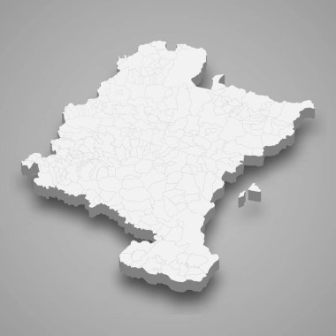 3d izometrik Navarre İspanya 'nın sınır belediyelerinin oluşturduğu bir ildir.