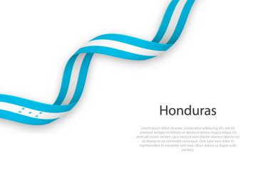 Honduras bayrağıyla kurdele sallıyor. Bağımsızlık Günü poster tasarımı için şablon