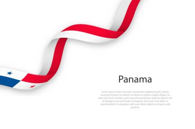 Panama bayrağıyla kurdele sallıyor. Bağımsızlık Günü poster tasarımı için şablon