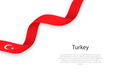 Waving ribbon with flag of Turkey. Template for independence day poster design clipart