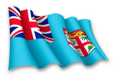 Fiji 'nin gerçekçi dalgalanan bayrağı beyaz arkaplanda izole edildi