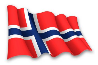 Norveç 'in gerçekçi bayrağı beyaz arka planda izole edildi