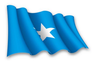 Somali 'nin gerçekçi bayrağı beyaz arka planda izole edildi