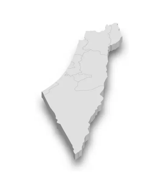 Белый Карта Израиля Регионами Изолированными Белом Фоне — стоковый вектор