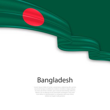 Bangladeş bayrağıyla kurdele sallıyor. Bağımsızlık Günü poster tasarımı için şablon