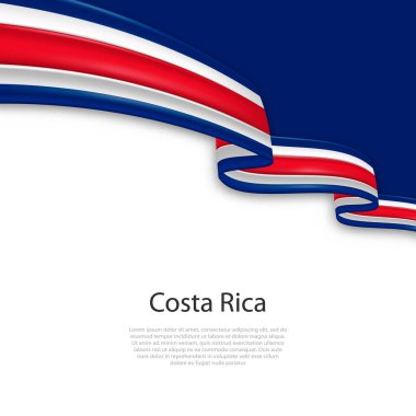 Kosta Rika bayrağıyla kurdele sallıyor. Bağımsızlık Günü poster tasarımı için şablon
