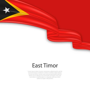 Doğu Timor bayrağıyla kurdele sallıyor. Bağımsızlık Günü poster tasarımı için şablon