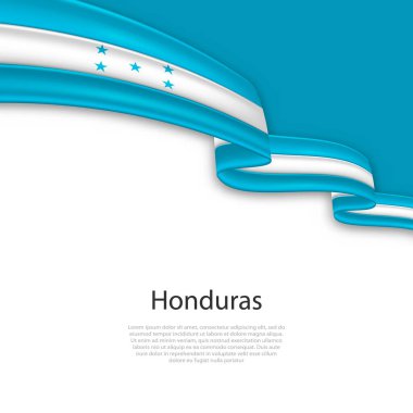 Honduras bayrağıyla kurdele sallıyor. Bağımsızlık Günü poster tasarımı için şablon