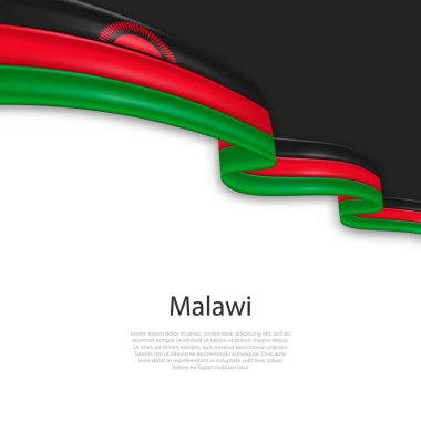 Malawi bayrağıyla kurdele sallıyor. Bağımsızlık Günü poster tasarımı için şablon