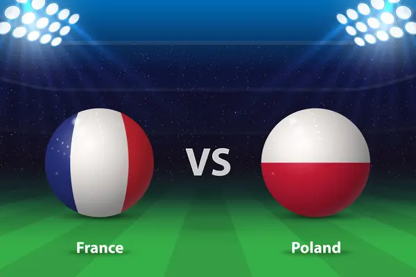 stock vector France vs Poland. Europe football tournament 2024, Soccer scoreboard broadcast graphic template