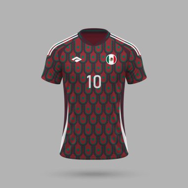 3D gerçekçi futbol forması Meksika Milli Takımı, futbol takımı 2024 için gömlek şablonu