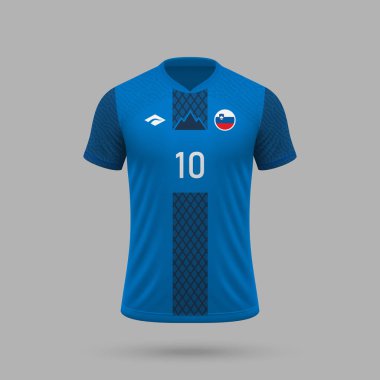 3D gerçekçi futbol forması Slovenya Milli Takımı, futbol takımı 2024 için gömlek şablonu
