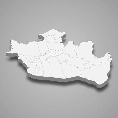 Biskra 'nın 3d izometrik haritası Cezayir' in bir bölgesidir.