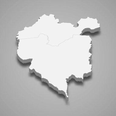 Denguele 'nin 3d izometrik haritası Fildişi Sahili' nin özerk bölgeleridir.