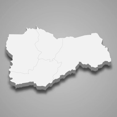 Gbeke 'nin 3d izometrik haritası Fildişi Sahili' nin bir bölgesidir.