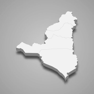 Guemon 'un 3d izometrik haritası Fildişi Sahili bölgesidir.