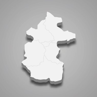 Kasai-Central 'ın 3d izometrik haritası, DR Kongo' nun bir bölgesidir.