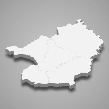 Lacs 'ın 3d izometrik haritası Fildişi Sahili' nin özerk bölgeleridir.