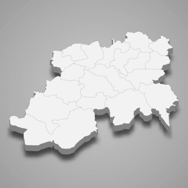 Medea 'nın 3d izometrik haritası Cezayir' in bir bölgesidir.