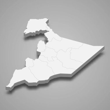 Somali 'nin 3d izometrik haritası Etiyopya' nın bir bölgesidir.