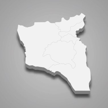 Güney Kivu 'nun 3d izometrik haritası, DR Kongo' nun bir bölgesidir.