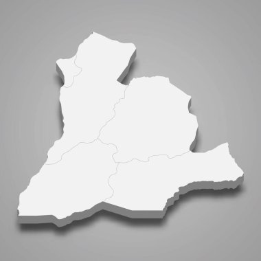 Sud-Ubangi 'nin 3d izometrik haritası, DR Kongo' nun bir bölgesidir.