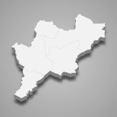 Tonkpi 'nin 3d izometrik haritası Fildişi Sahili' nin bir bölgesidir.